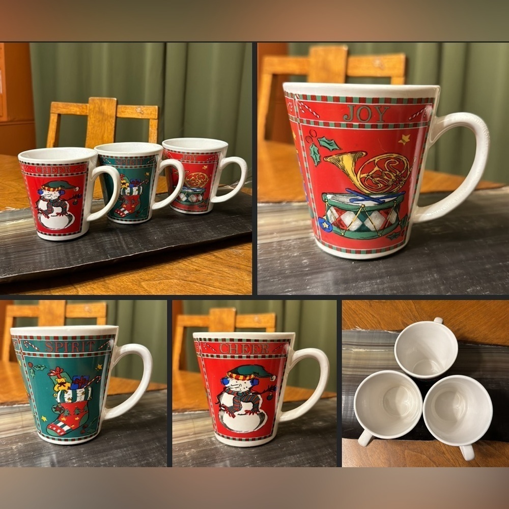 Vintage 1997 Riviera Van Beers by Signature Set of 3 Vintage Christmas Mug Set